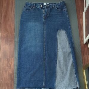 Angel Kiss Blue Denim Pencil Skirt with Side Slit